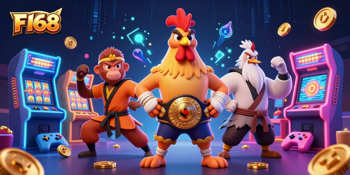 Experience exciting F168 gameplay with cartoon characters in a vibrant casino setting.