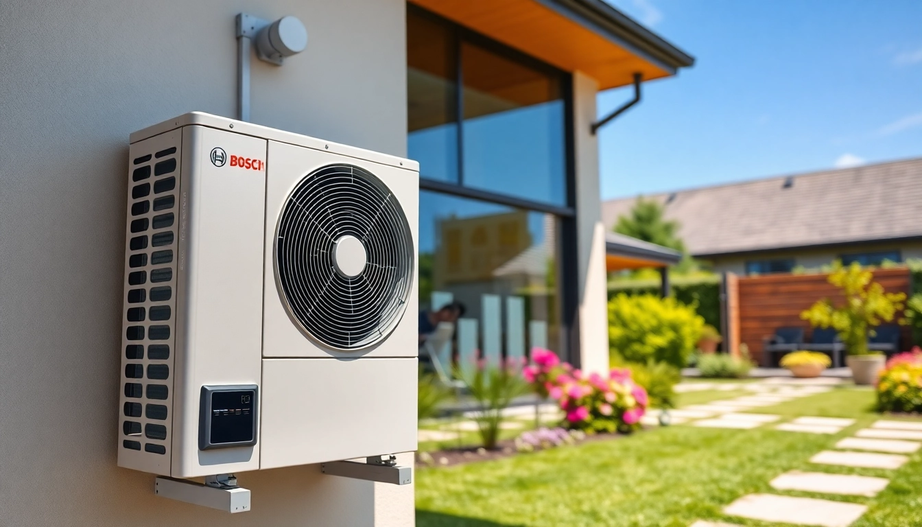 Effiziente wärmepumpe bosch in modernem Zuhause zeigt innovative Heiztechnik.