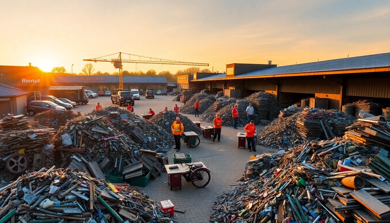 Sorting metals at the Schrottplatz Remscheid, showcasing diverse scrap types and active recycling efforts.