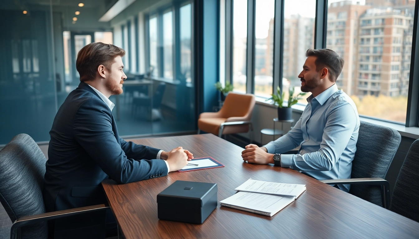 Professioneller Headhunter Heidelberg im Gespräch mit einem Kandidaten, fokussiert und einladend.