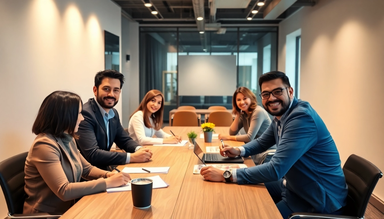 Gruppendiskussion unter Headhuntern Gastronomie in modernem Büro mit Notizen und digitalen Geräten.