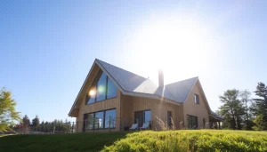 SIP House Projects: Modernes skandinavisches SIP-Haus mit großen Fenstern in der Natur.