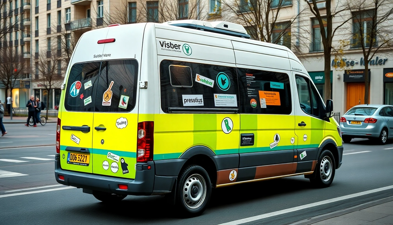 Die Autobestickering auf einem Lieferwagen zeigt kreative Designs, die sofort ins Auge fallen.