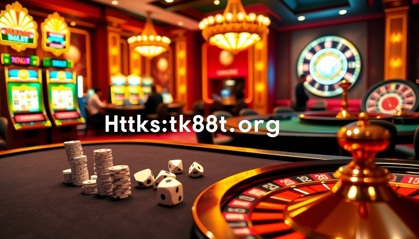 Players enjoying exciting games at https://tk88t.org/ with vibrant casino elements.