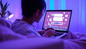 Engaging ai chat sex interaction with a vibrant chatbot on a laptop.