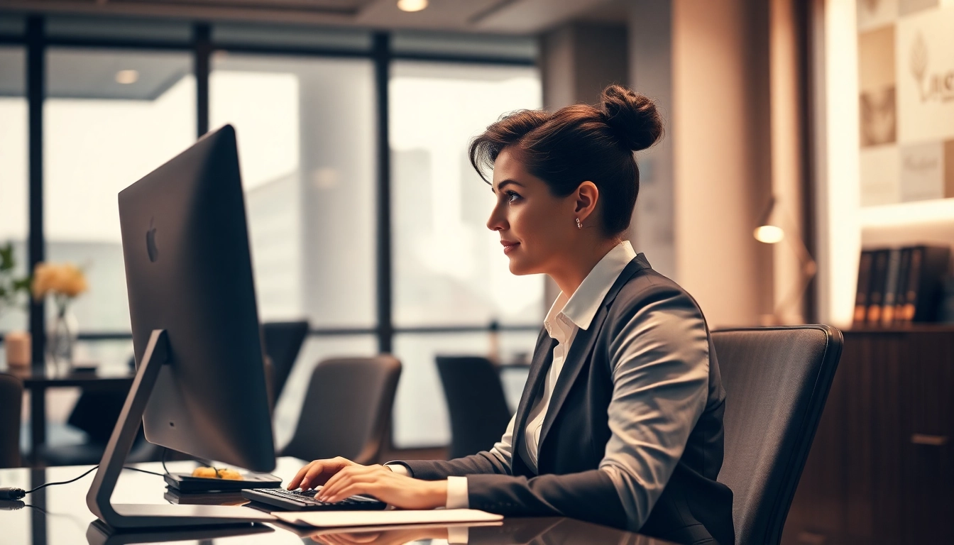 Headhunter Gastronomie, professionell arbeitend in modernem Büro mit Gastronomie-Elementen.