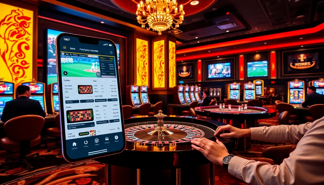 Experience the excitement of live betting with the 733bet App in a vibrant casino setting.