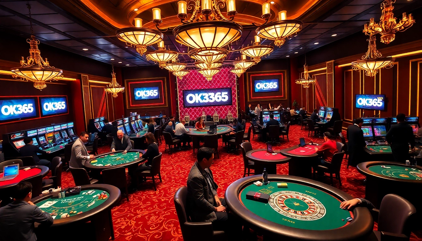 Players engage in thrilling casino games at OK365, showcasing luxury and excitement.