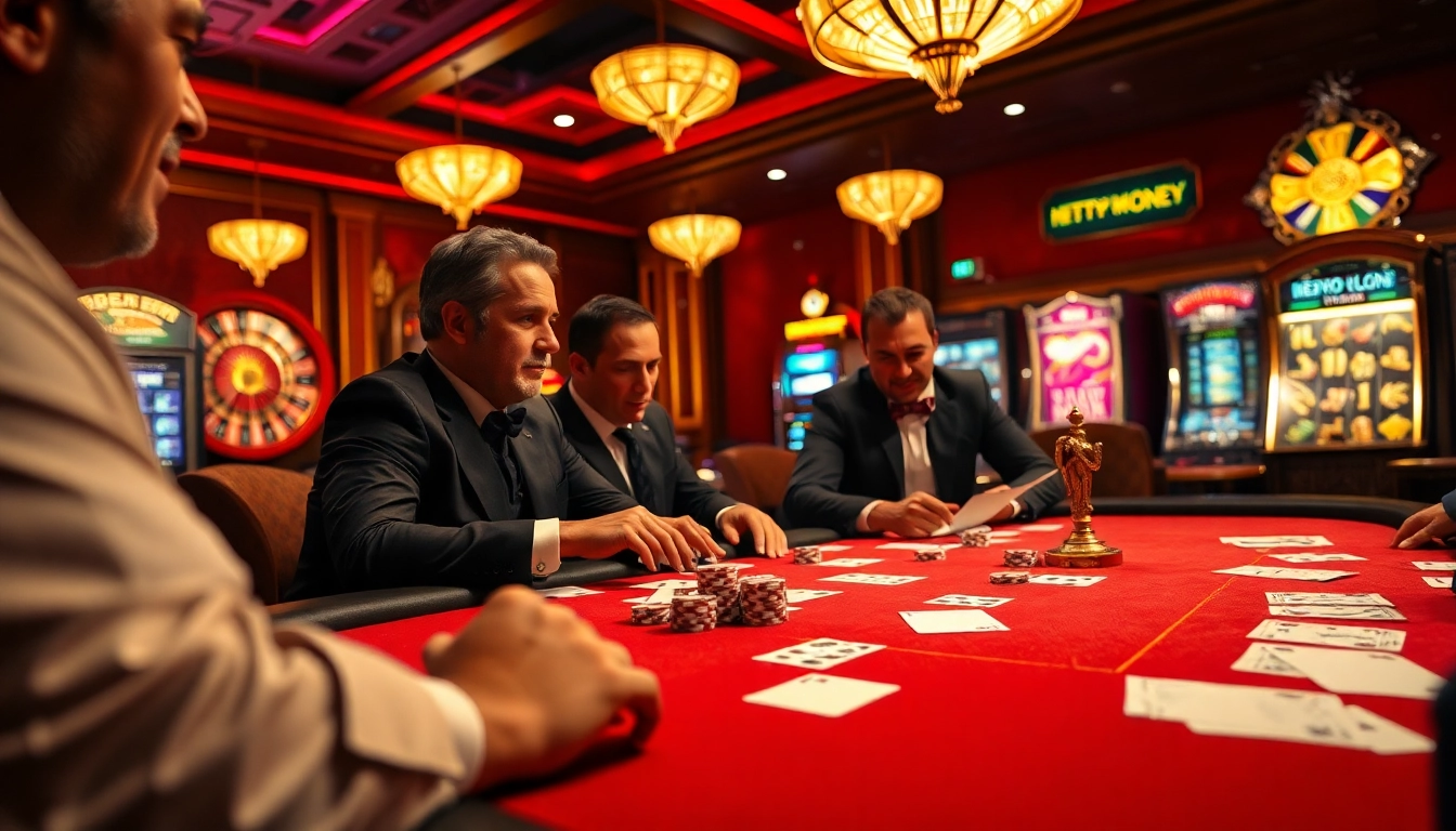 Players placing bets and strategizing at a professional poker table on https://kjc.money/ for a thrilling gaming experience.