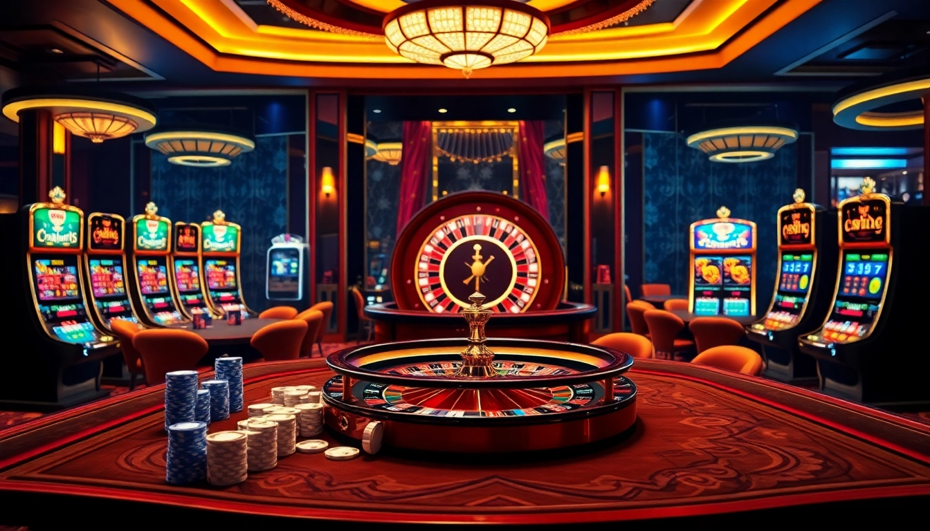 Experience the excitement of online gambling at https://s8net.com/, featuring luxurious casino tables and vibrant slot machines.