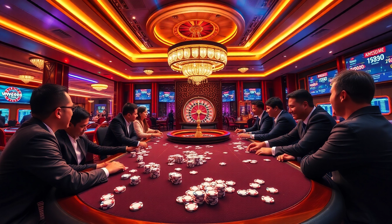 Players enjoying a poker game at WW88's vibrant online casino, showcasing excitement and professionalism.