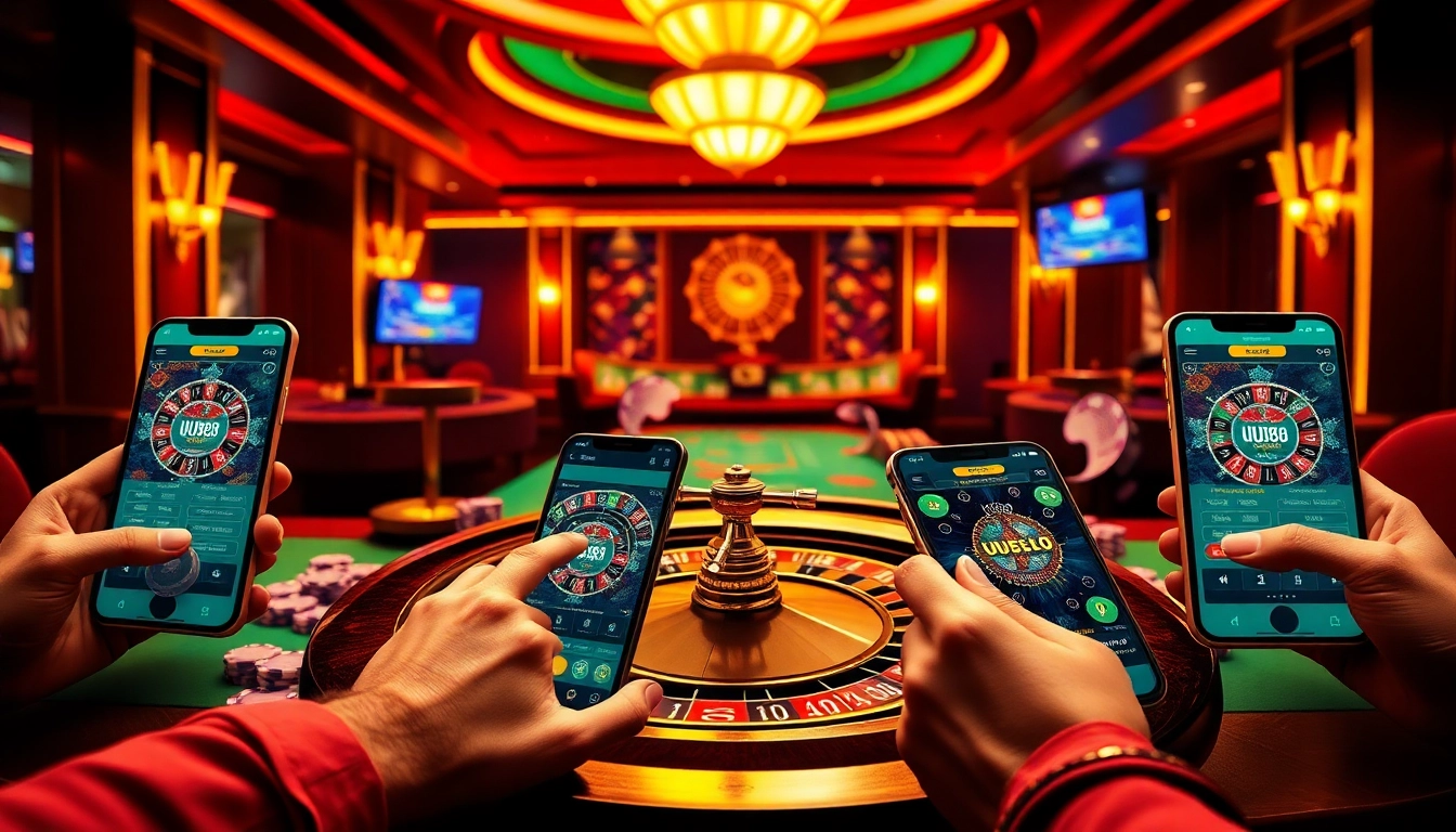 Engage in thrilling gameplay with the uu88 tải app, featuring a luxury casino atmosphere and interactive games.