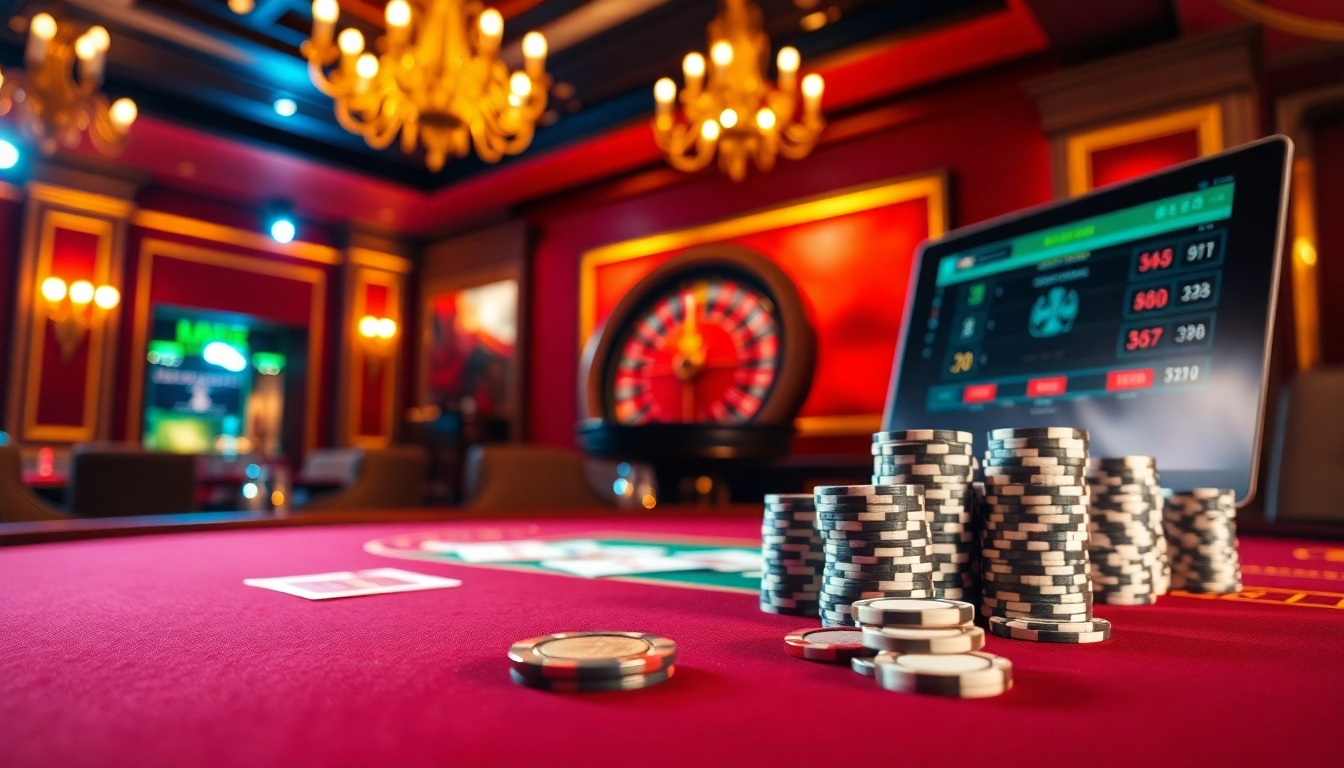 Experience high-stakes action at https://c168.delivery/ with a luxurious poker table scene featuring vibrant casino elements.