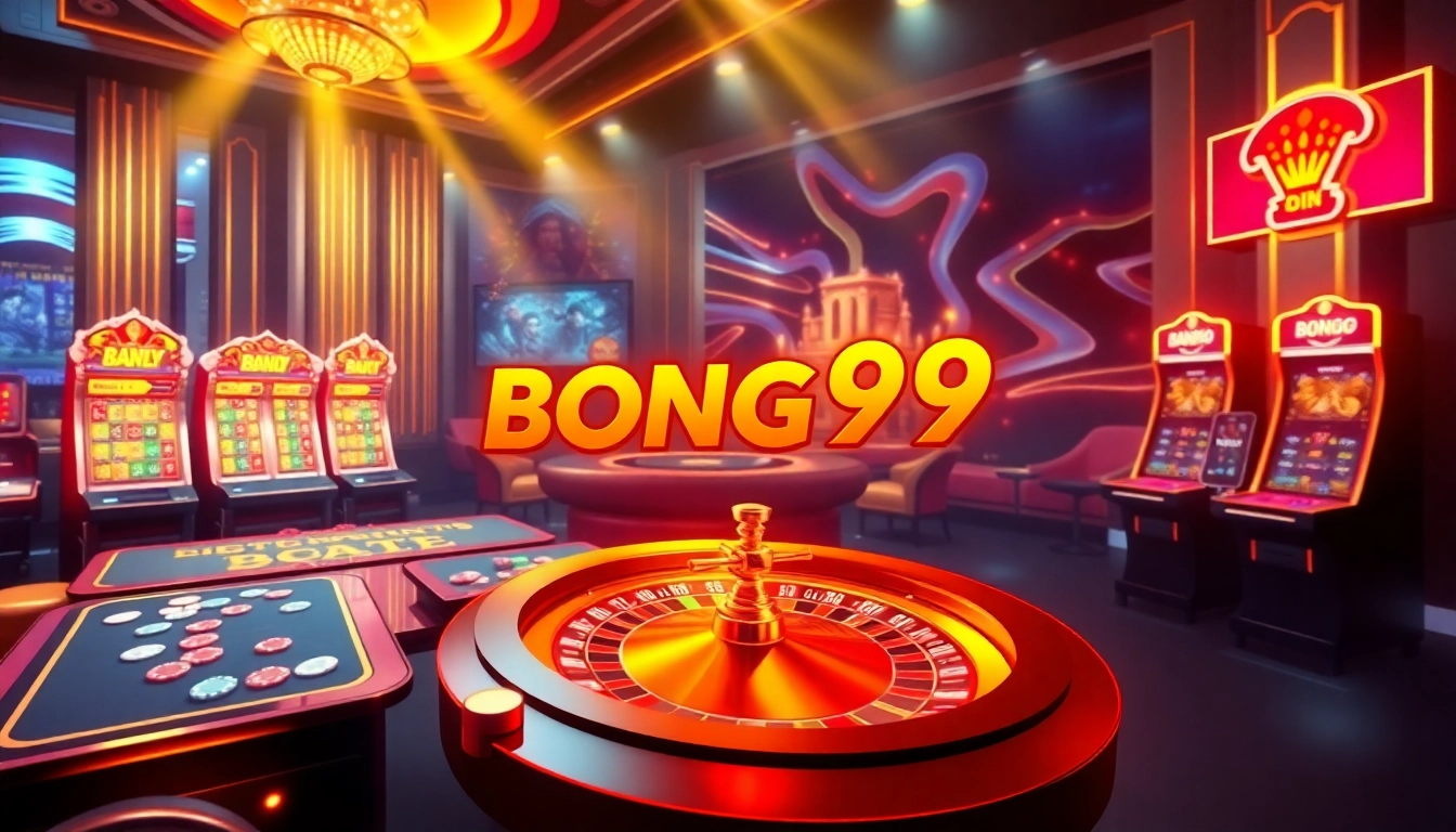 Bong99 online gaming interface highlighting casino tables and sports betting excitement.