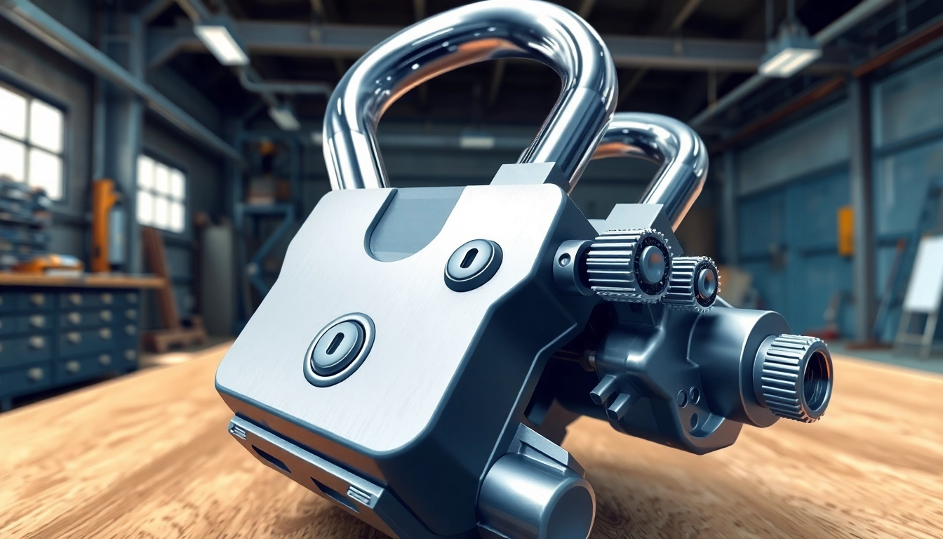 Freelock Mechanismus auf einem Arbeitstisch mit präzisen Details und industriellem Ambiente.