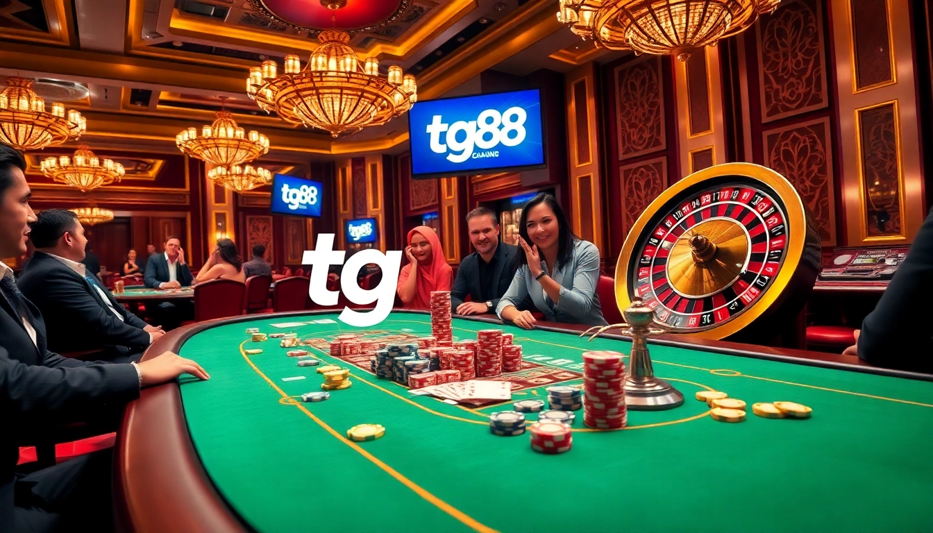 Experience thrilling gameplay at tg88 with vibrant casino tables and excited players.