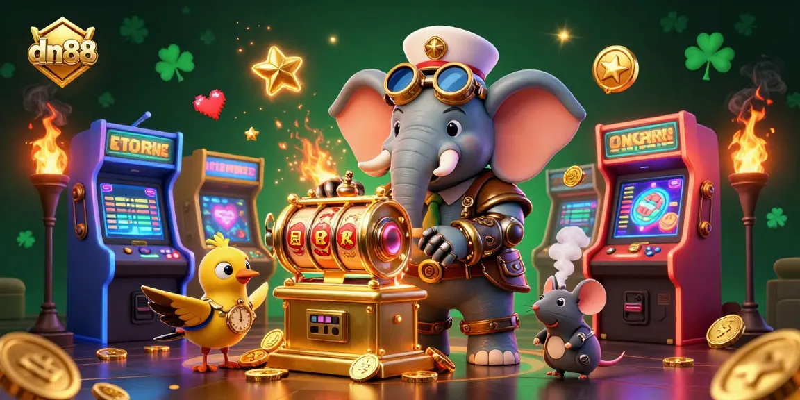Experience dynamic gambling fun with dn88 featuring a steampunk elephant at an exciting casino.